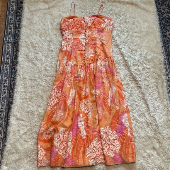 NWT Farm Rio Linen Blend Strapless Drop-Waist Dress - Size XL - Picture 5 of 11